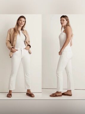 Madewell MID-RISE KICK OUT JEANS in pure white size 30